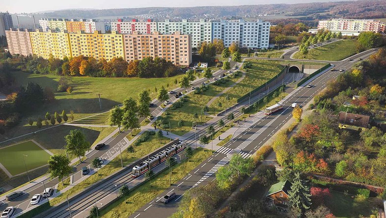 Brno, tramvajová trať kamechy